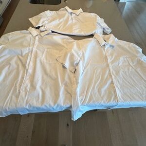 3 White Van Heusen Short Sleeve Poplin Dress Shirt Sz 17-1/2-Barely worn